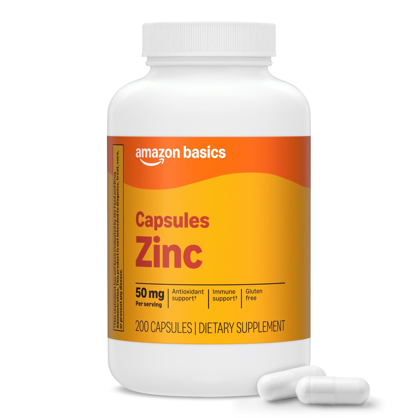 Amazon Basics Zinc Capsules, 200 Count