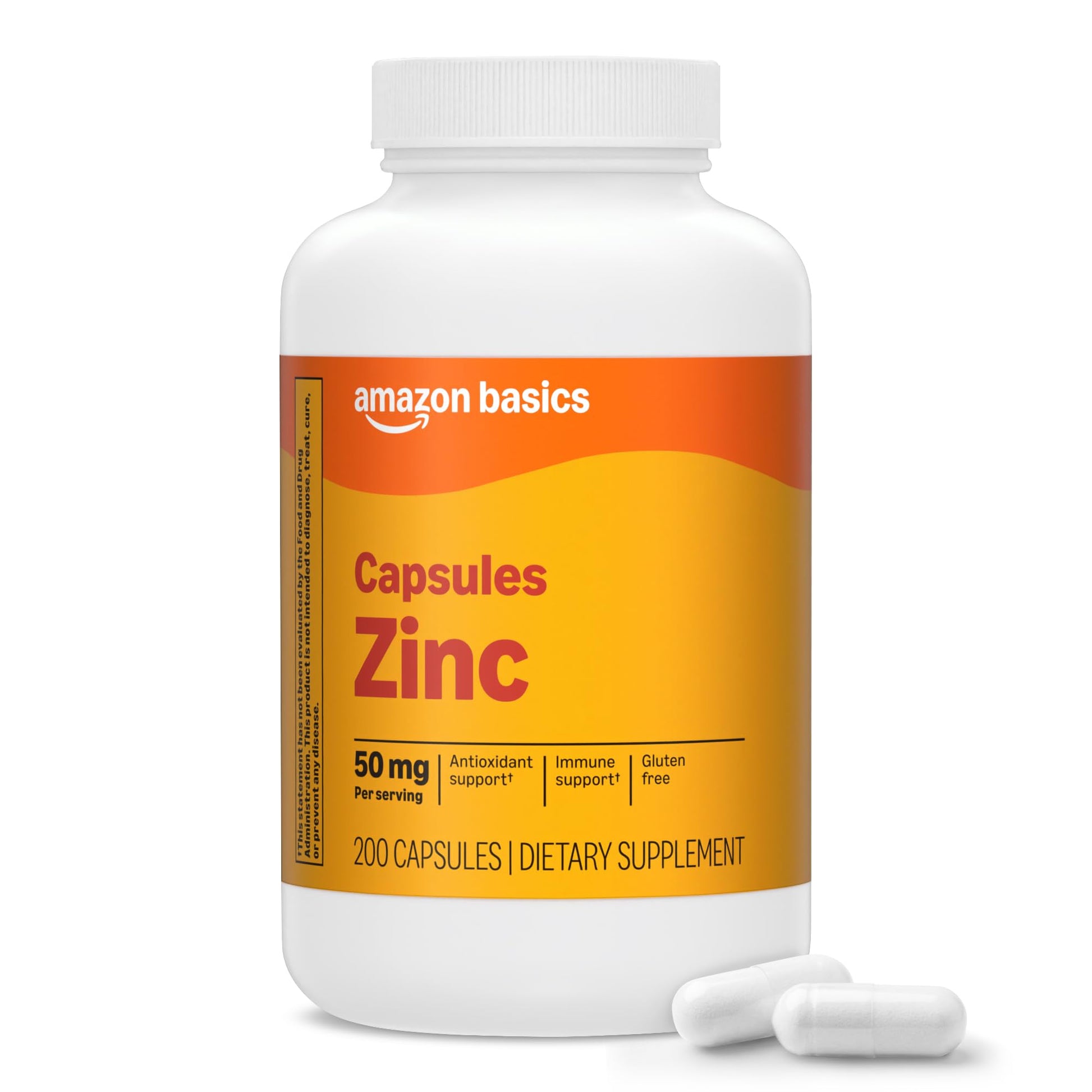 Amazon Basics Zinc Capsules, 200 Count