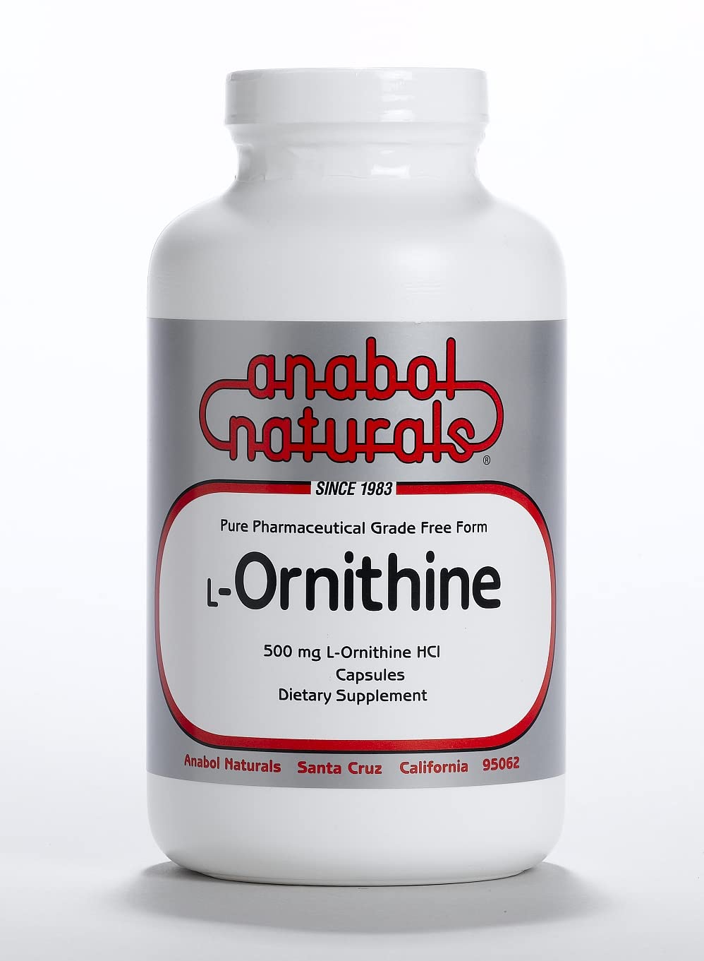 Anabol Naturals L-Ornithine 500 mg Free Form Capsules, 2000 Count