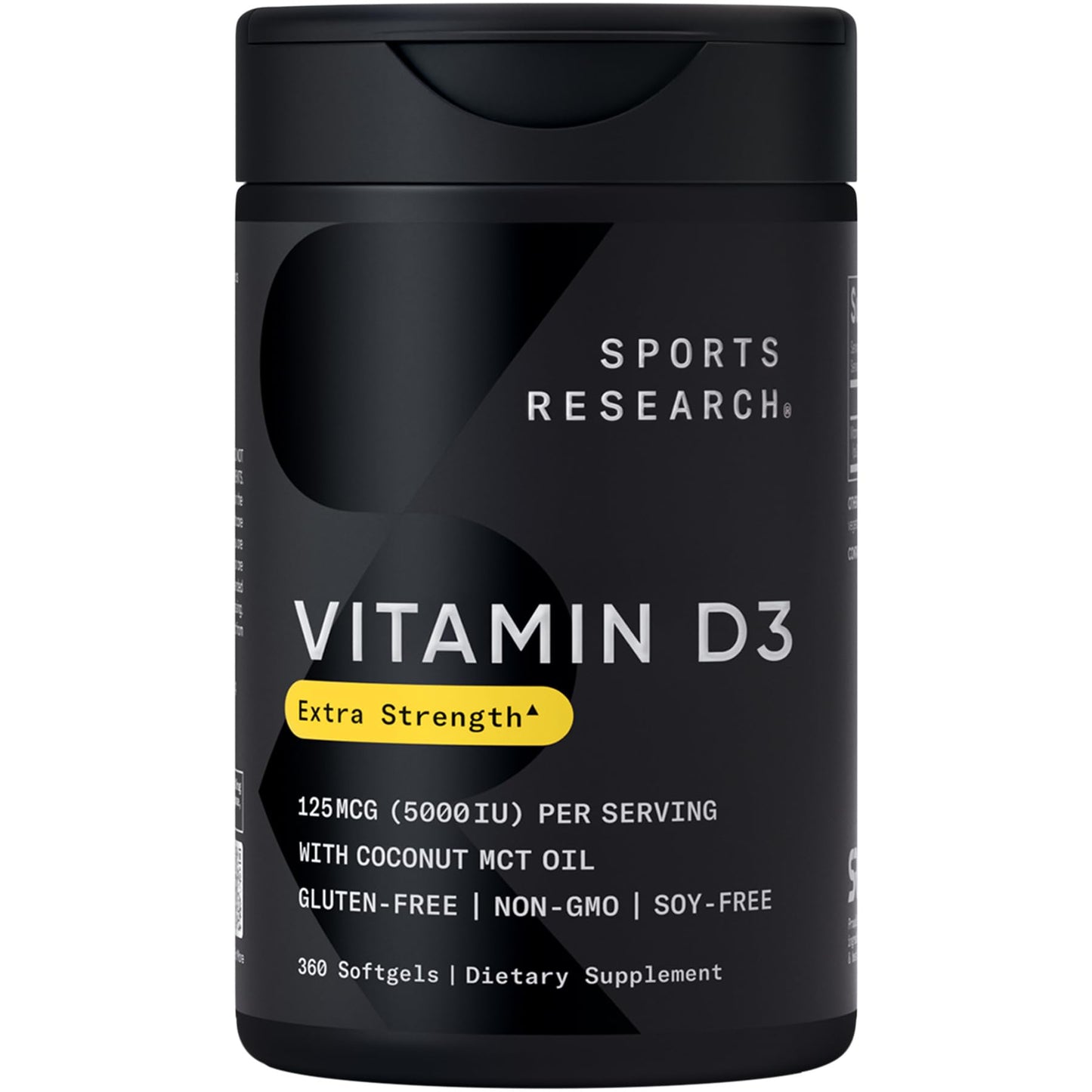 Sports Research Vitamin D3 5000 IU with Coconut MCT Oil Softgels 360