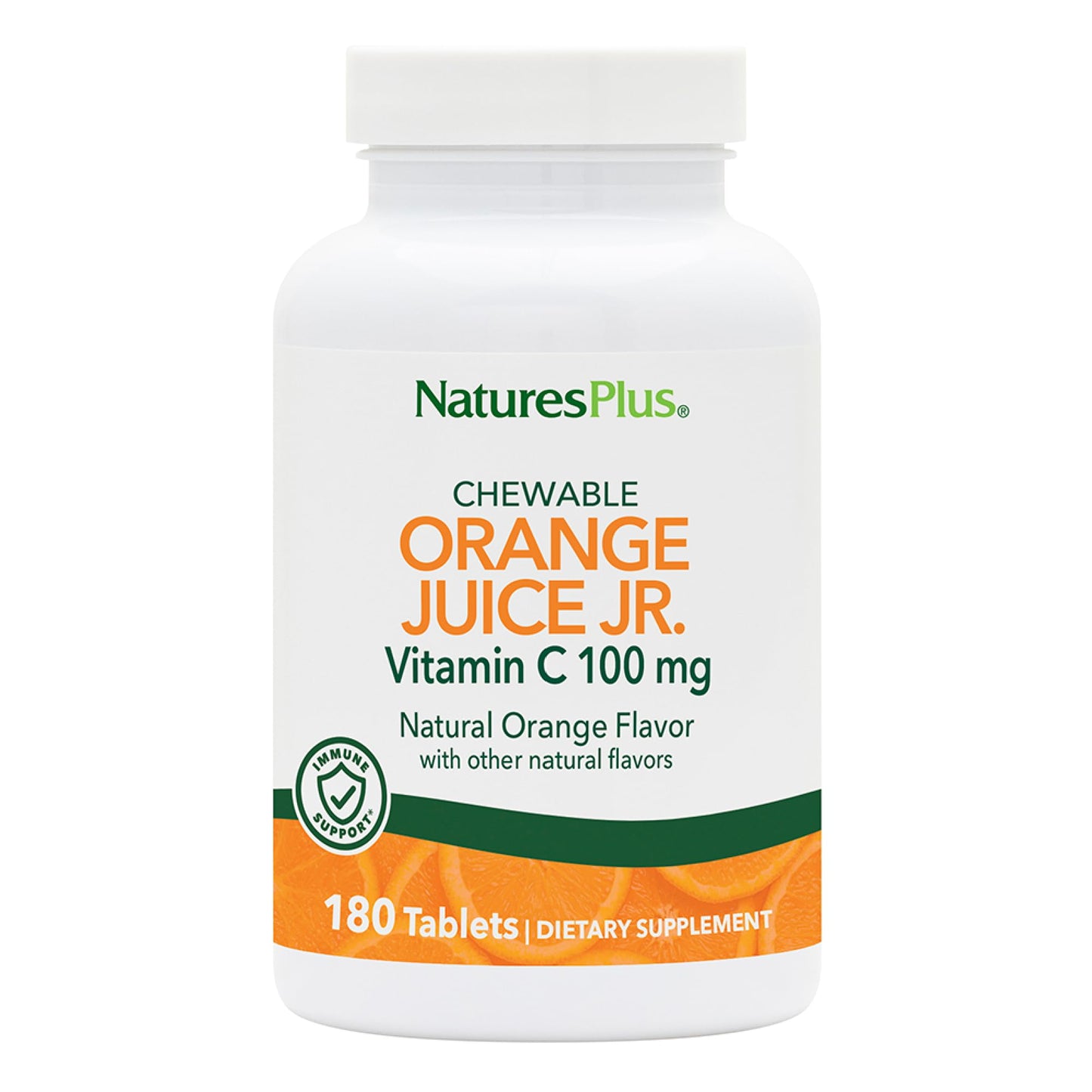 NaturesPlus Orange Juice Jr. Vitamin C Tablets, 100 mg, 180-Count