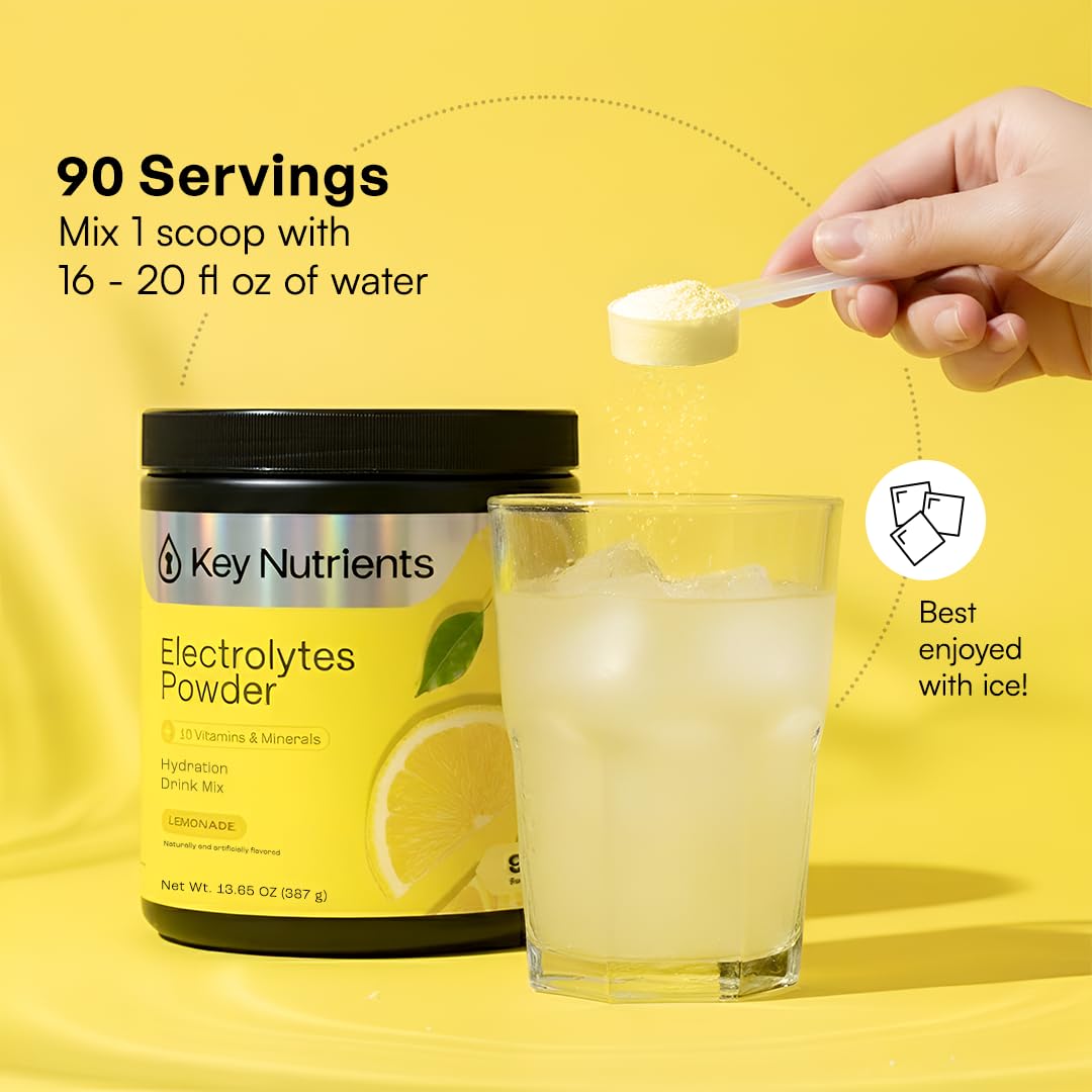 KEY NUTRIENTS Electrolytes Lemonade + Peach Mango Powder, 26 Servings
