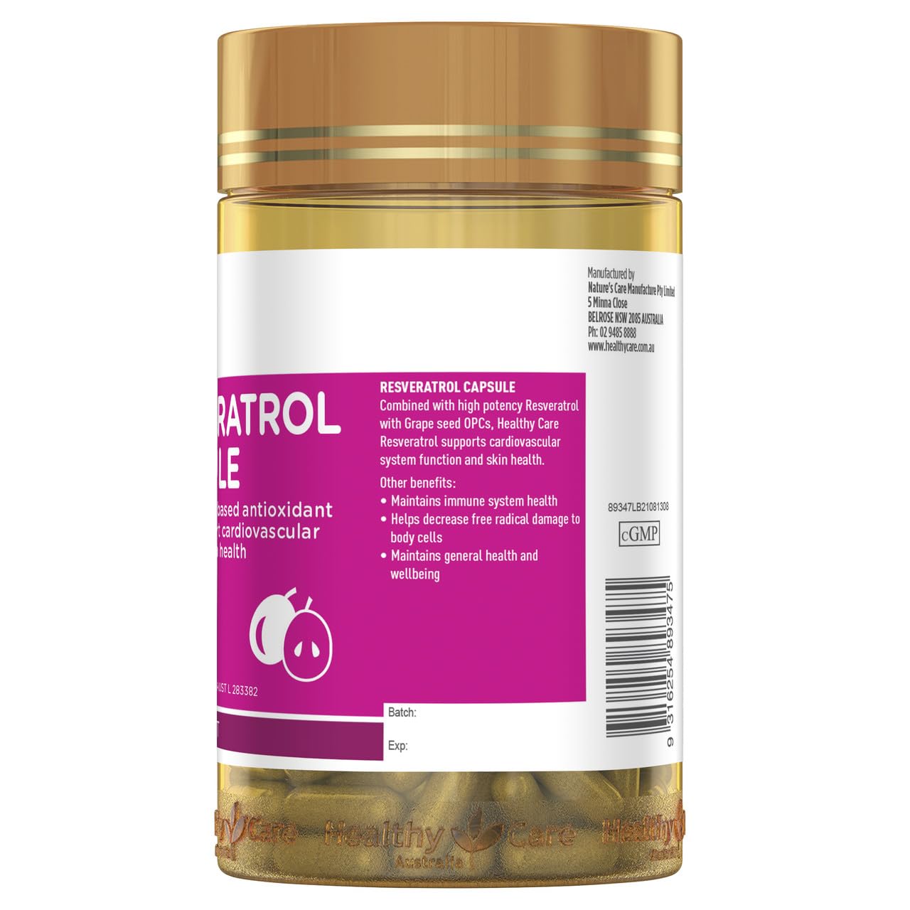 Healthy Care Australia Resveratrol Capsule, 180 Capsules