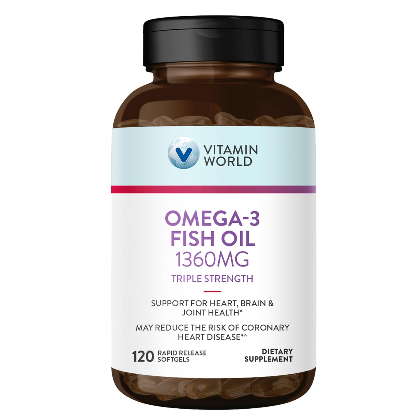 Vitamin World Triple Strength Omega 3 Fish Oil 1360 mg, 120 Softgels