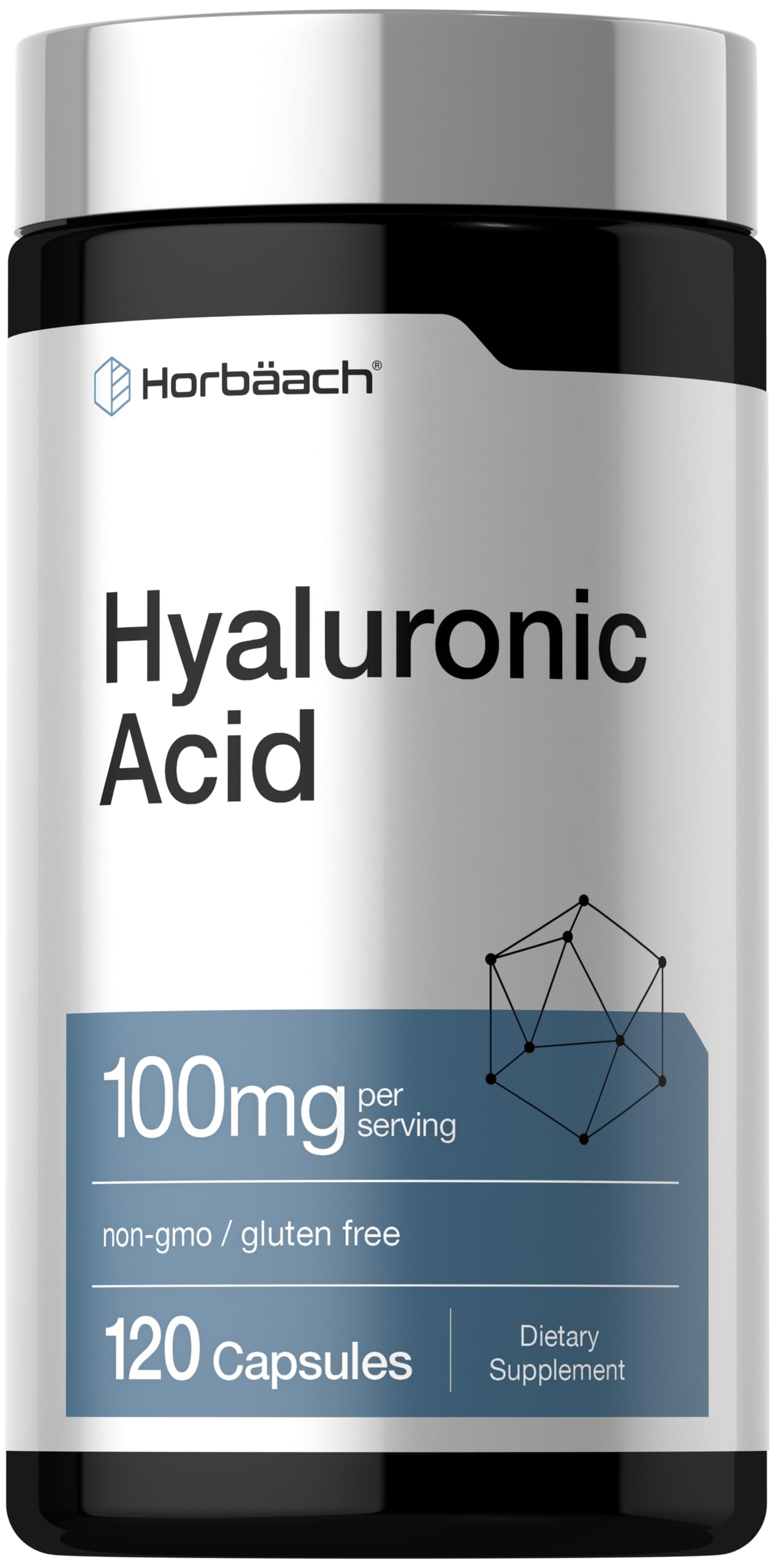 Horbäach Hyaluronic Acid Supplement 100mg Capsule, 120 Count