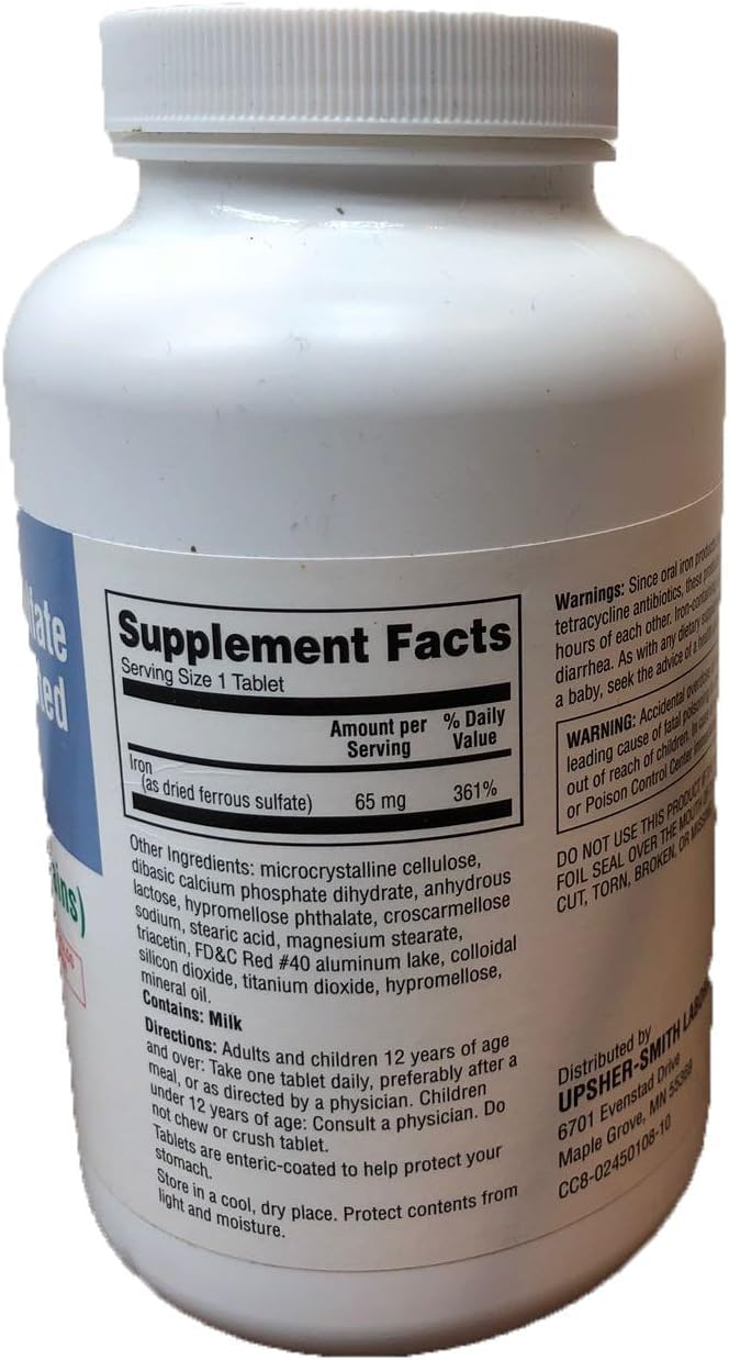 Upsher-Smith Ferrous Sulfate Enteric-Coated Tablets 325 mg, 1000 Tablets