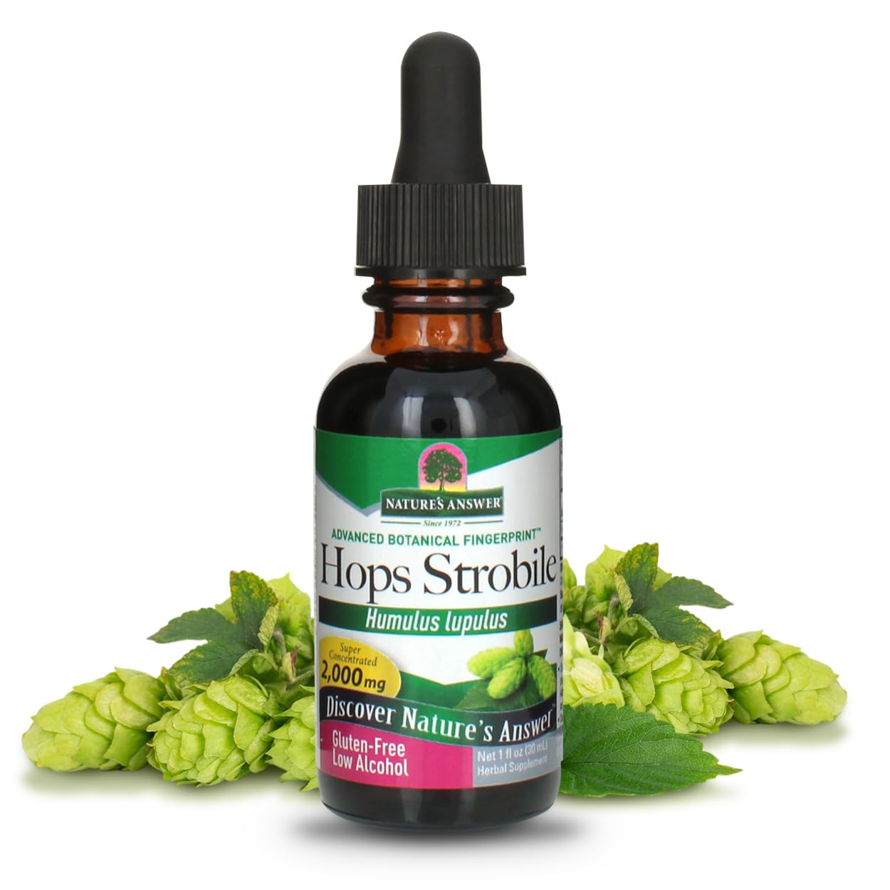 Nature's Answer Hops with Organic Alcohol Liquid, 1 Fl Oz (Pack of 1)