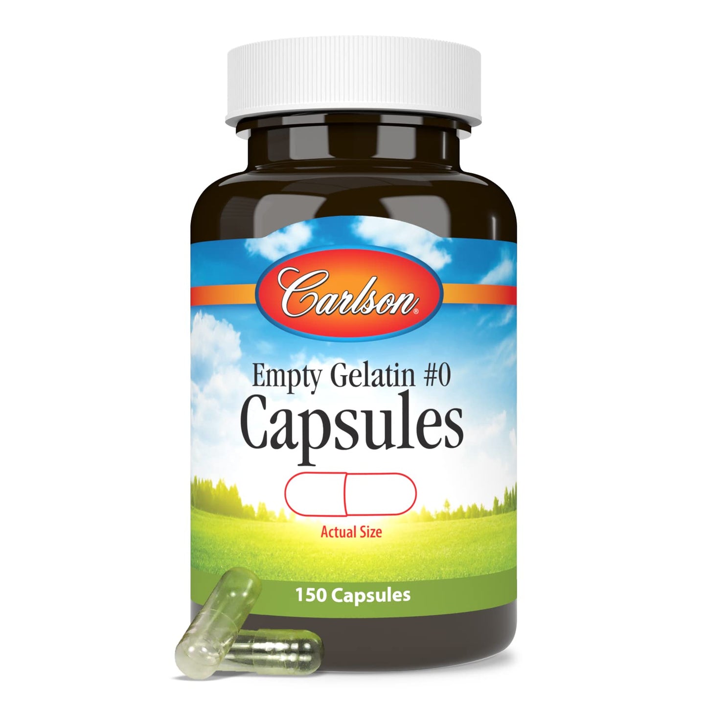 Carlson Empty Gelatin #0 Medium-Small Capsules, 150 Capsules