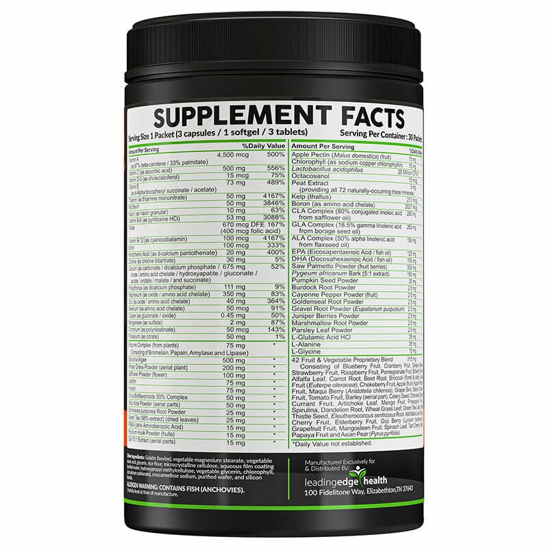 LeadingEdge Health Men's Daily Pack Maximum Strength All-in-One Multivitamins & Multiminerals Complex, Made in USA, 210 Tablets