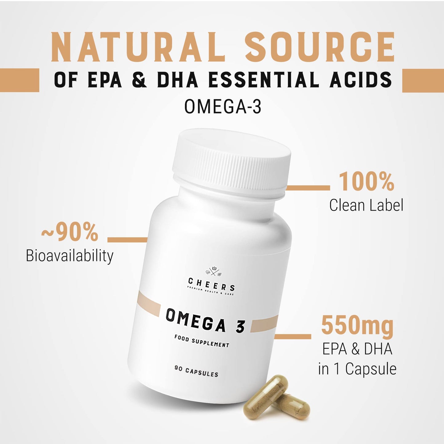 CHEERS Omega-3 Supplement Capsules, 90 Capsules