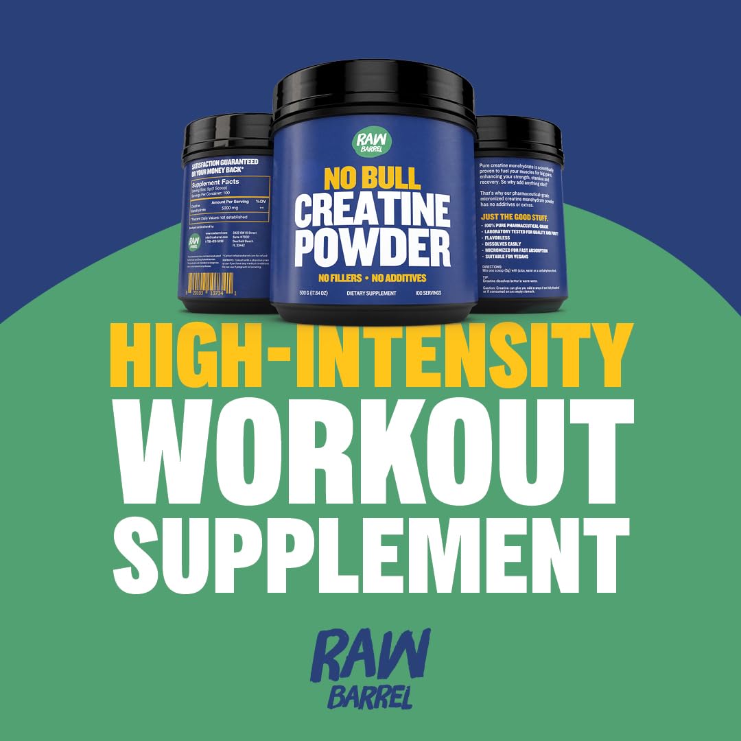 Raw Barrel No Bull Creatine Monohydrate Powder 1.1 lb