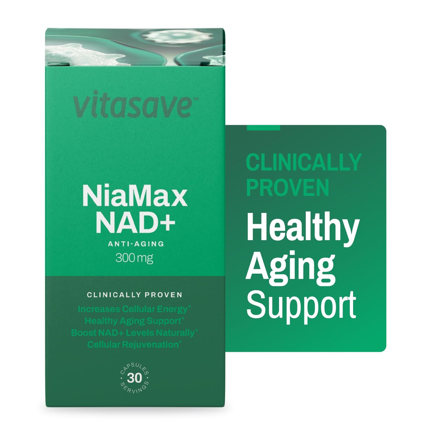 Vitasave NiaMax NAD+ Supplement – 300mg Niacinamide Riboside per Capsule – 30 Capsules