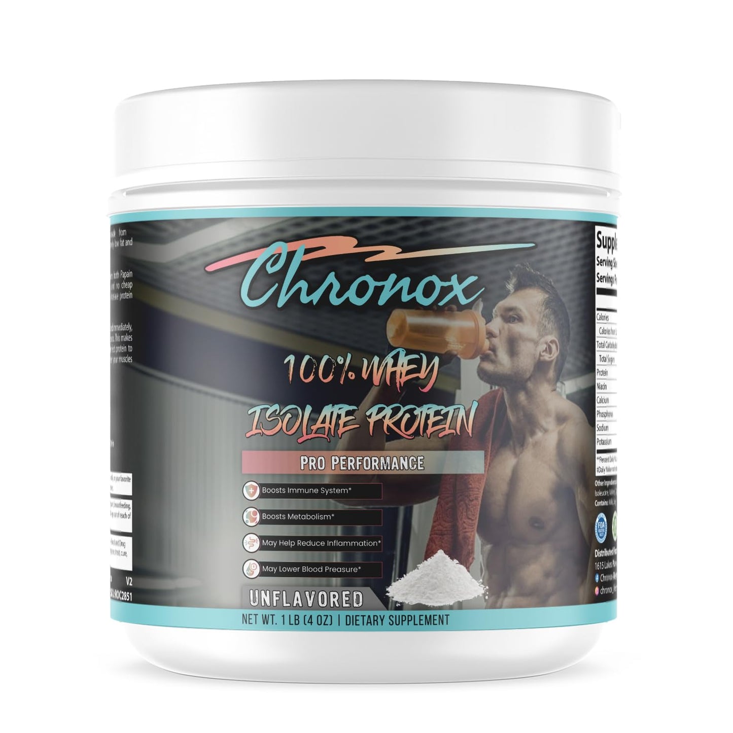 Chronox 100% Whey Protein Isolate Unflavored Powder, 1 Pack