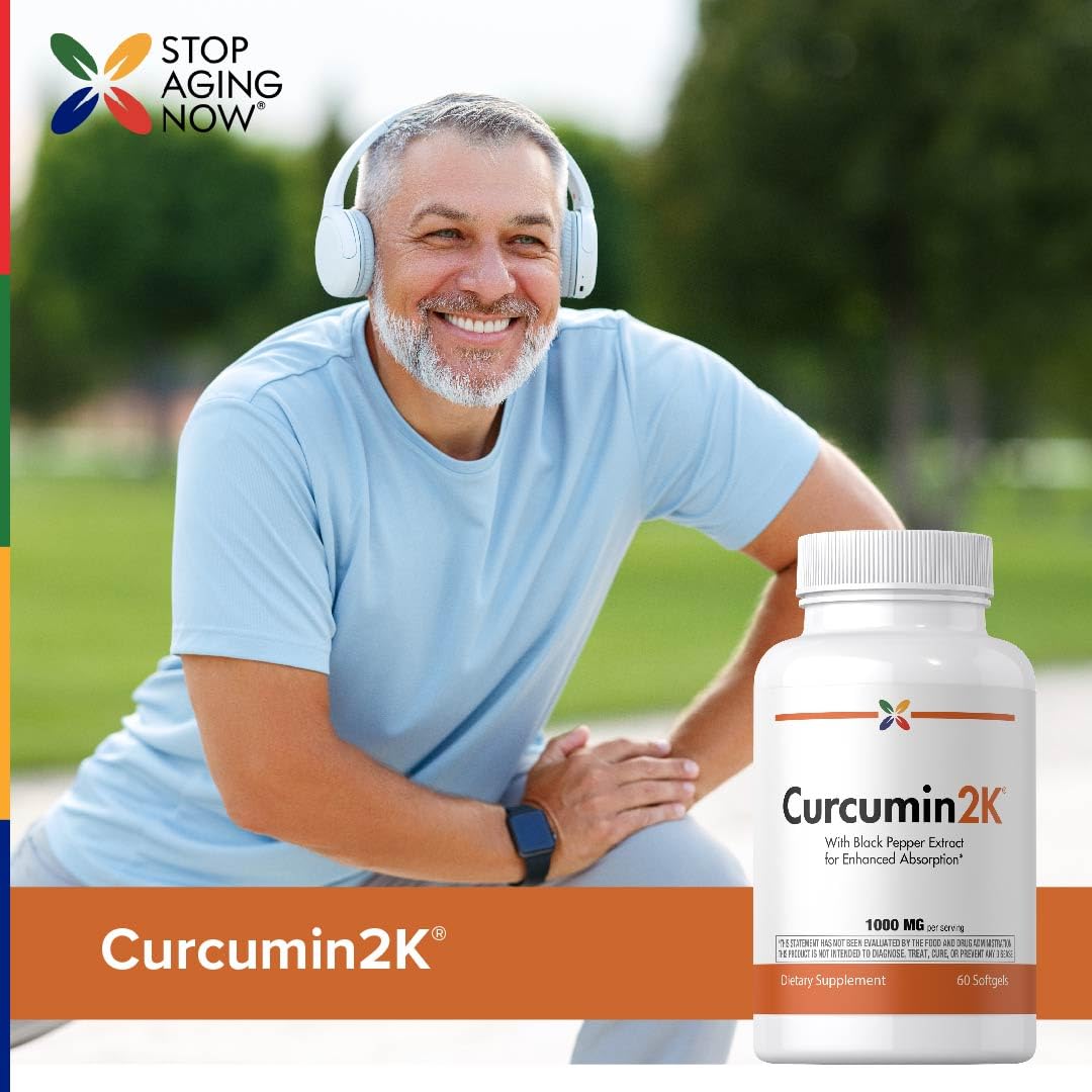 Stop Aging Now Curcumin2K Curcumin Supplement with Black Pepper 60 Softgels