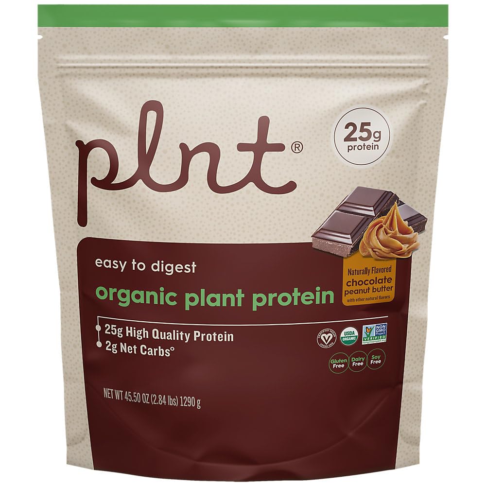 plnt Organic Plant Protein Chocolate Peanut Butter Powder 45.44 oz