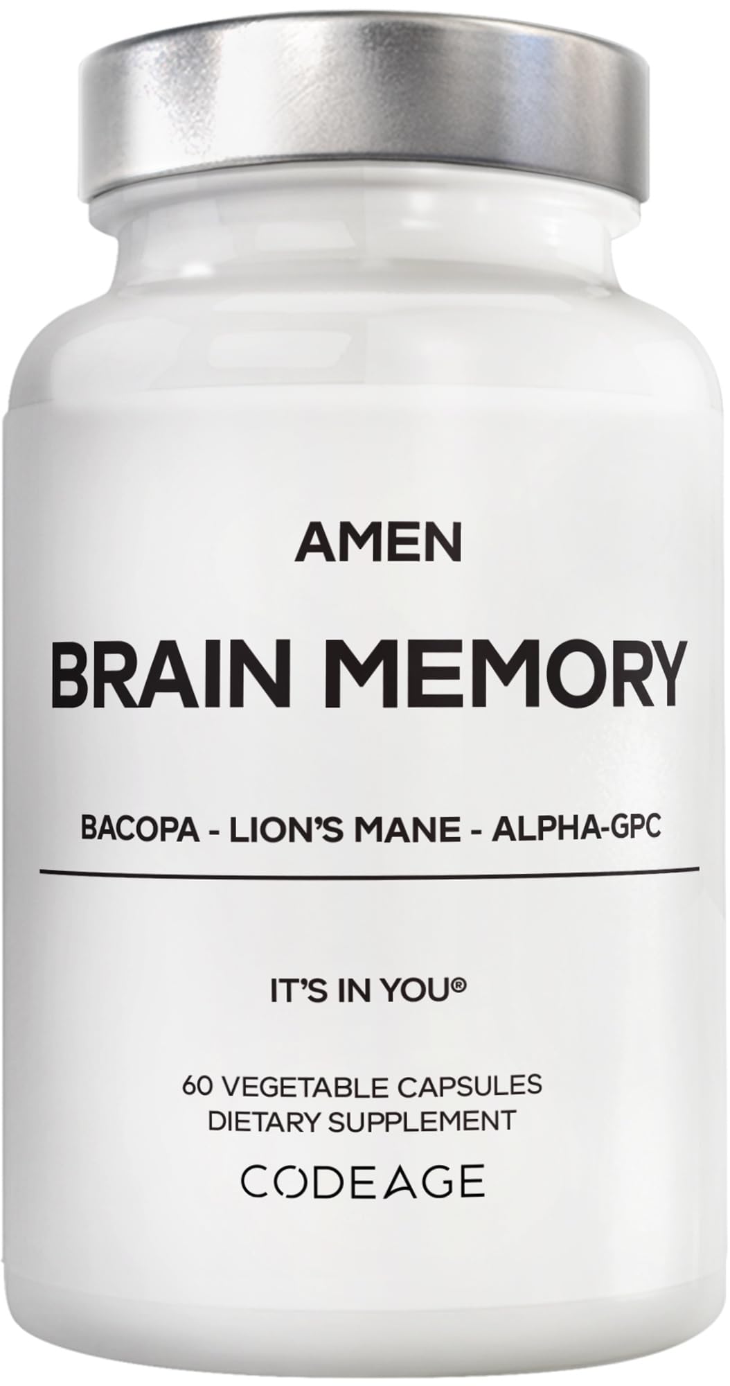 Amen Brain Memory Lion's Mane Alpha-GPC Bacopa 60 Capsules