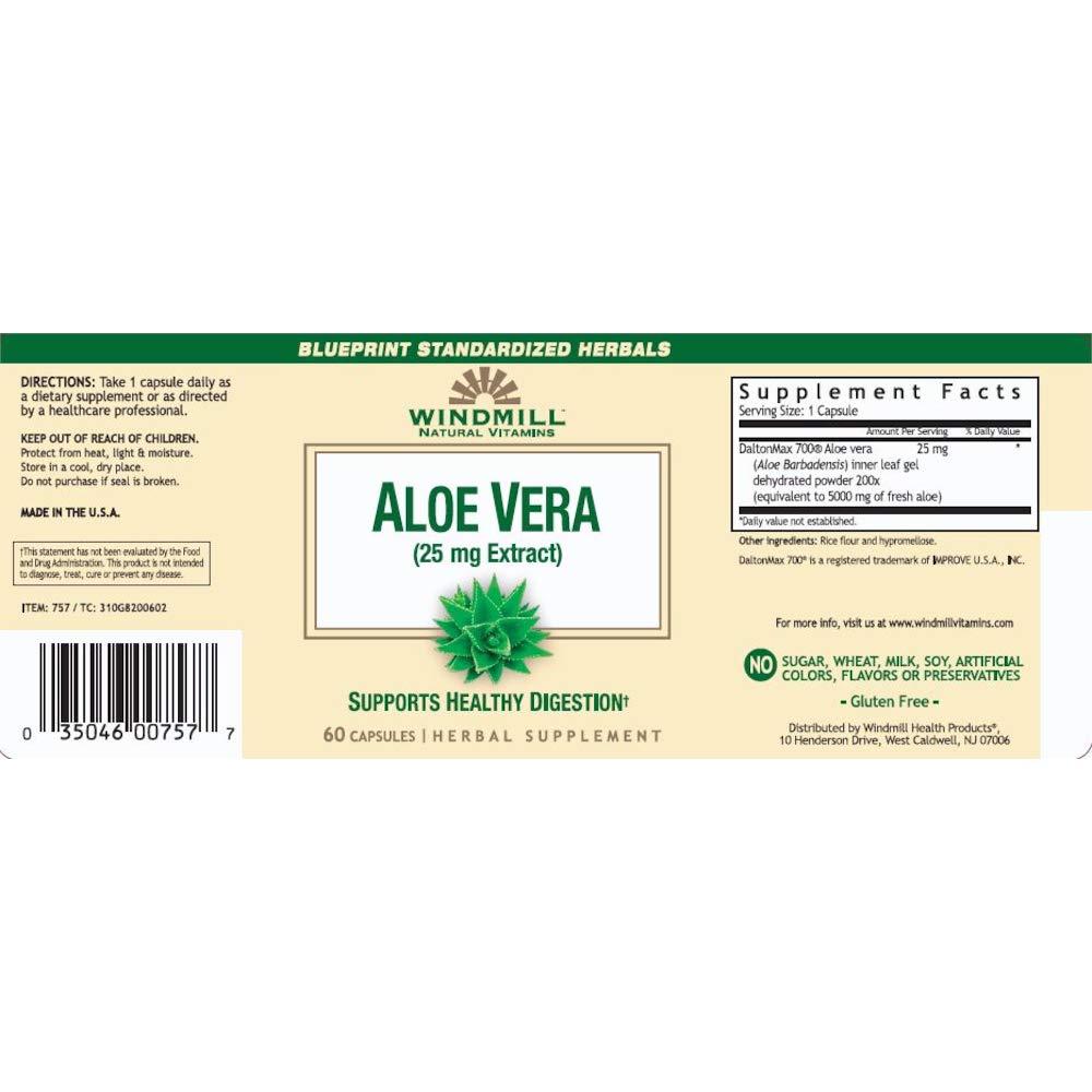 Windmill Aloe Vera (25mg Extract) Capsule 60 Count