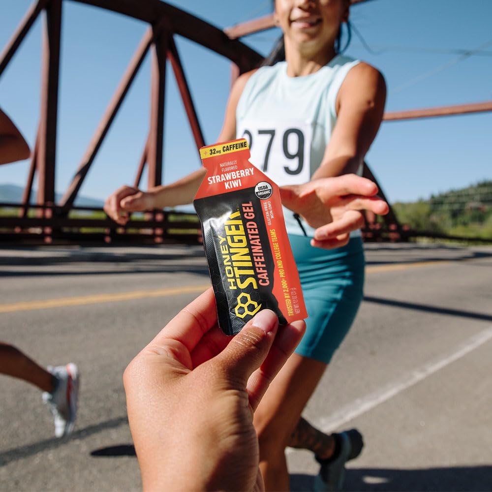 Honey Stinger Strawberry Kiwi Energy Gel, Caffeinated & Gluten Free with Organic Honey, for Exercise, Running and Performance, Sports Nutrition for Home & Gym, Pre and Mid Workout, 24 Pack