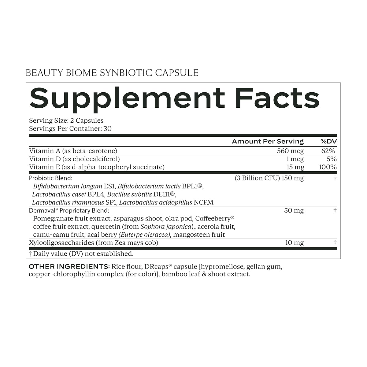 SAKARA Beauty Biome Daily Synbiotic Supplement for Skin + Gut Health with Probiotic, Dermaval, Vitamins A, D, E, Antioxidants, Prebiotics & Enzymes Capsules 60