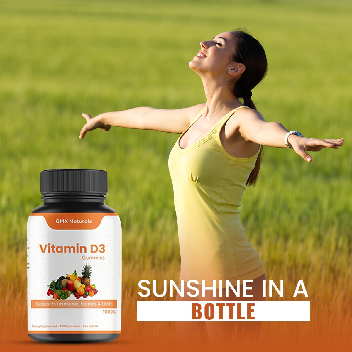 GMX NATURALS Vitamin D3 Gummies 1000 IU 90 Count