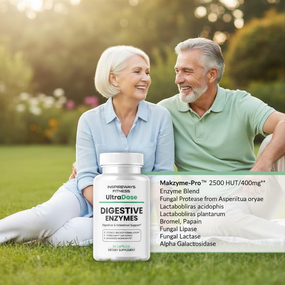 Fitness InspireWays Digestive Enzymes with Probiotics – Enzyme Pro Formula for Digestive Support Capsules, 60 Capsules