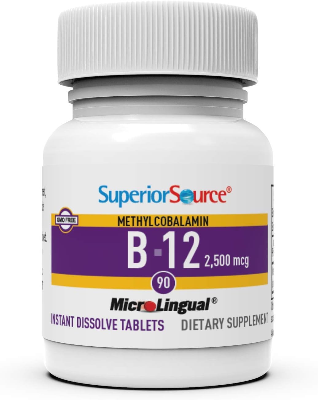 Superior Source No Shot Vitamin B12 Methylcobalamin 2,500 mcg Quick Dissolve MicroLingual Tablets 90 Count