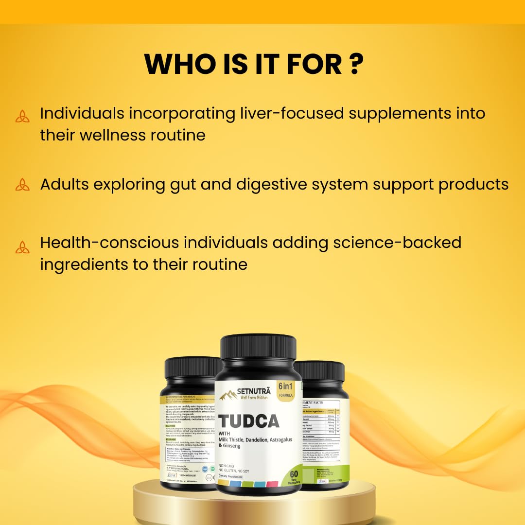 SETNUTRA Well From Within TUDCA 6 in 1 with Milk Thistle Dandelion Astragalus & Ginseng Advanced Liver & Detox Support Supplement Capsules, 60 Count