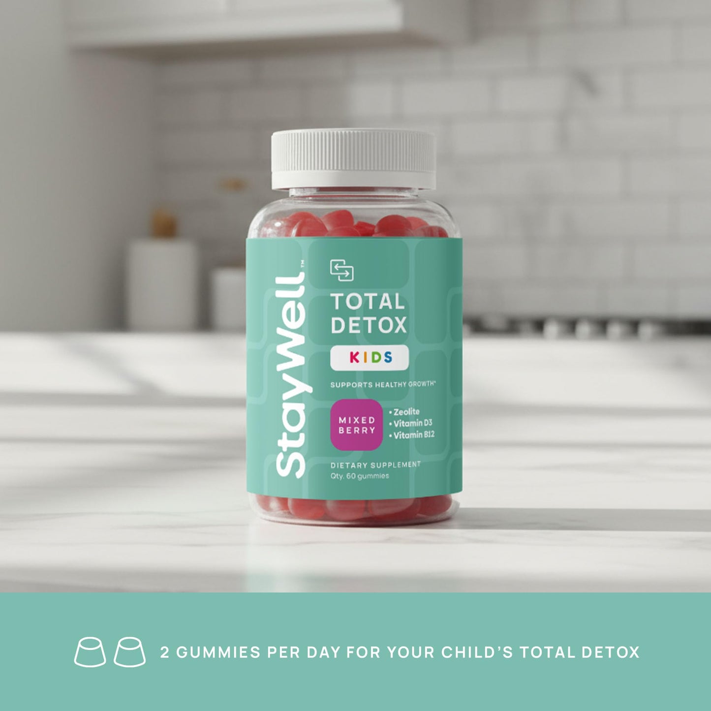 Stay-Well Naturals Natural Zeolite Heavy Metal Detox for Kids Gummies, 60 Gummies