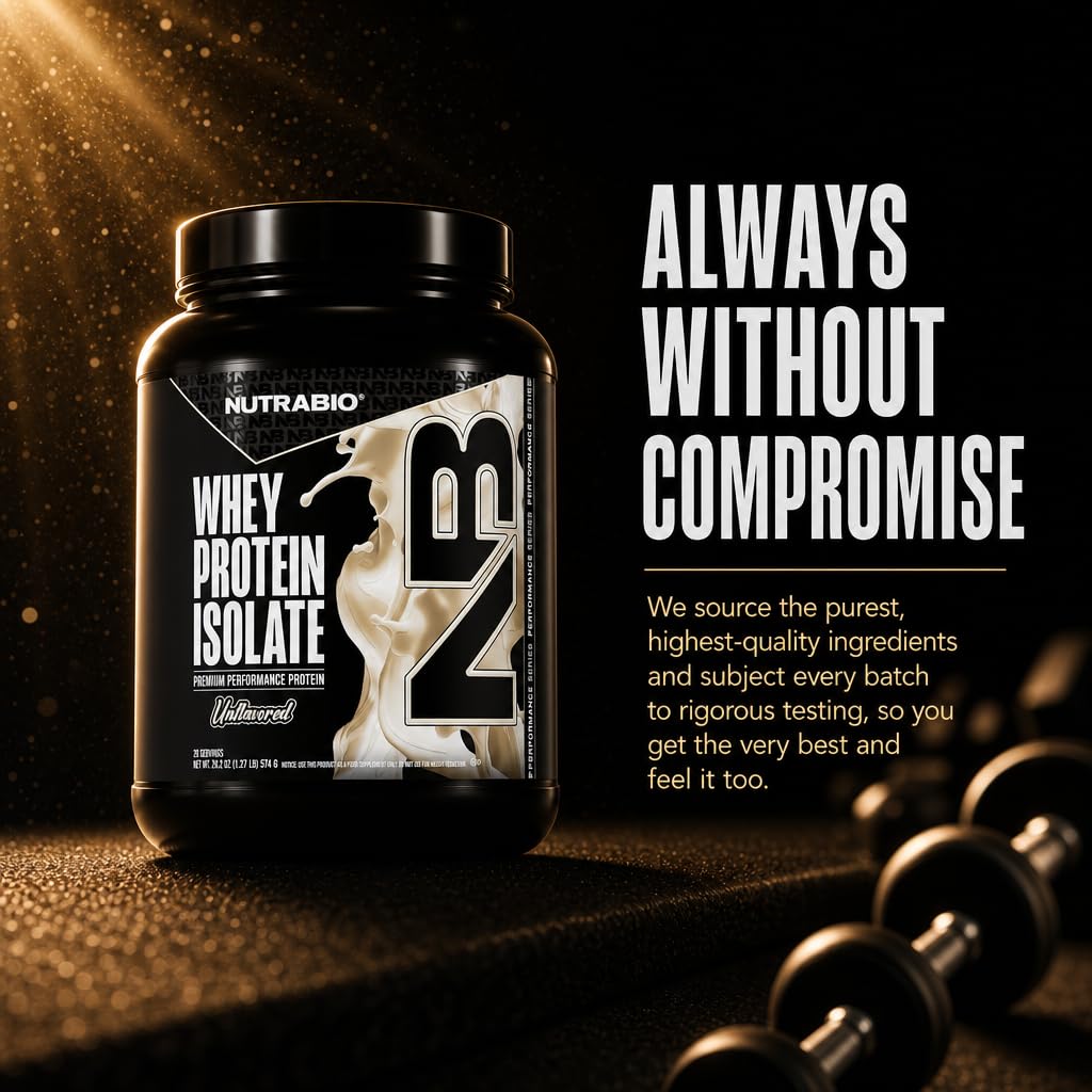 NutraBio Whey Protein Isolate Protein Powder, 20 Servings