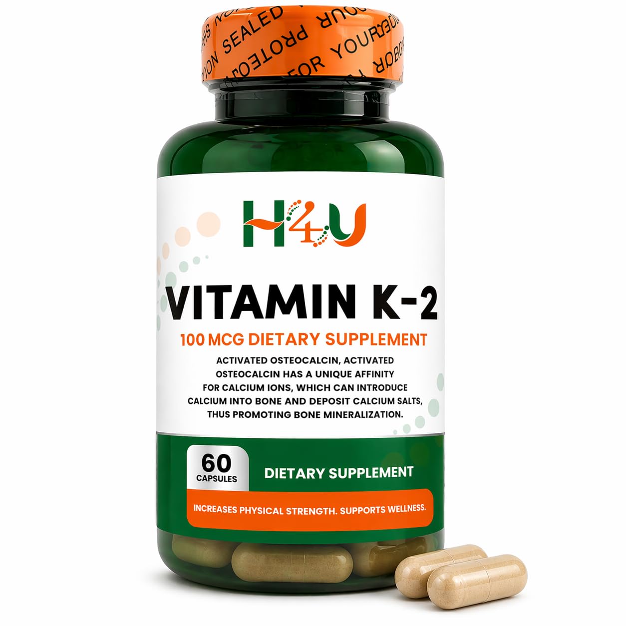 H4U Vitamin K2 MK-7 100 mcg Capsule, 60 Count
