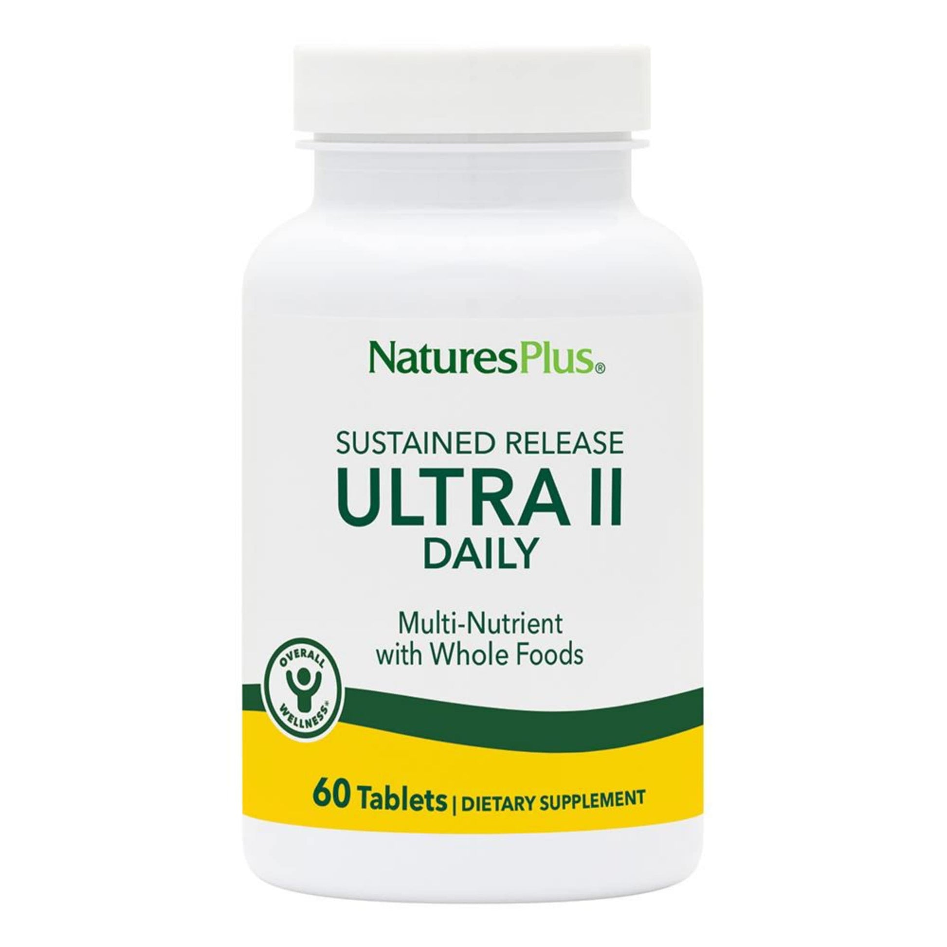 NaturesPlus Ultra II Daily Tablets, 60 Count, Multivitamin with Whole Foods for Overall Well-Being, Sustained Release, Supports Energy & Immune Health