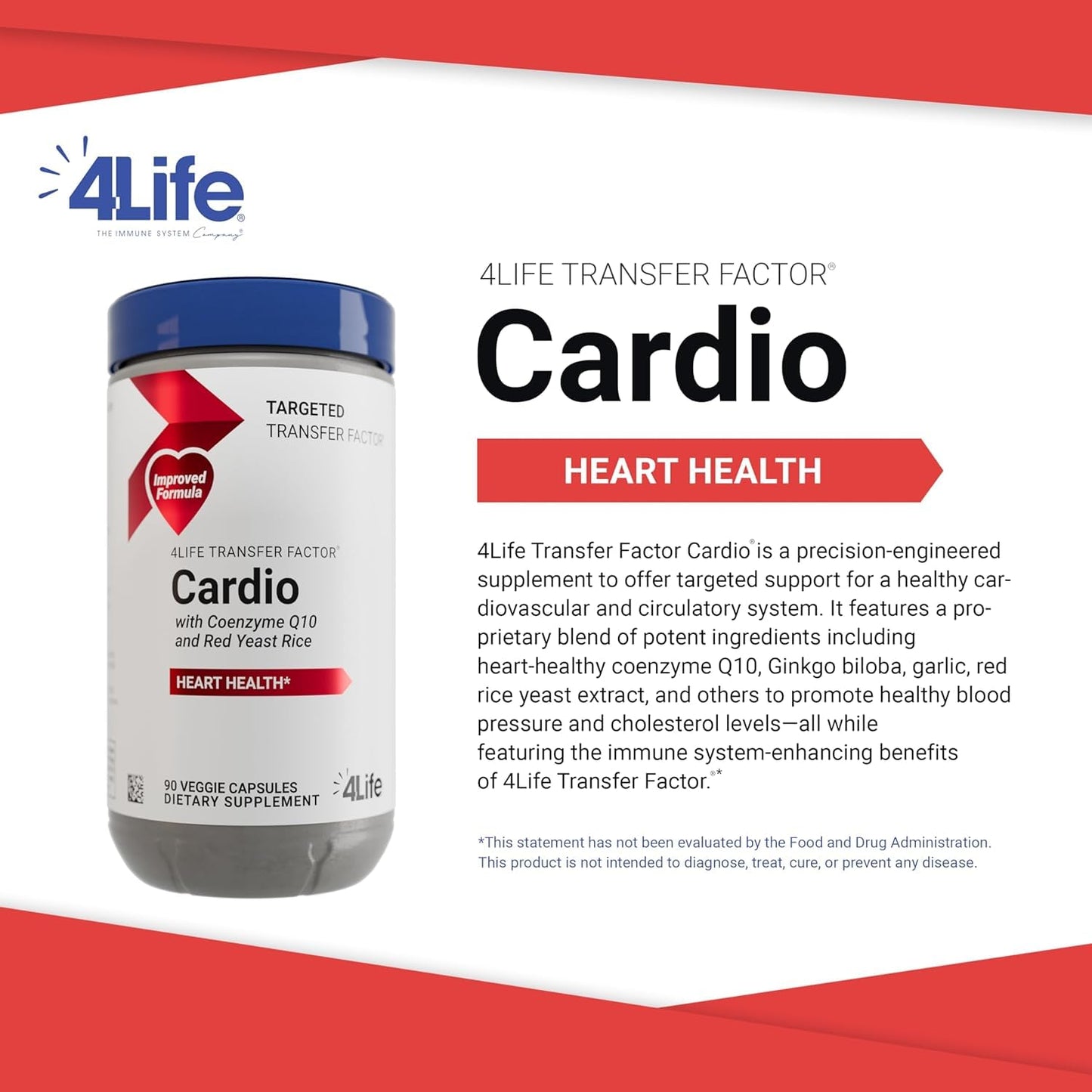 4Life Transfer Factor Cardio Heart Support with CoQ10 Garlic 90 Capsules