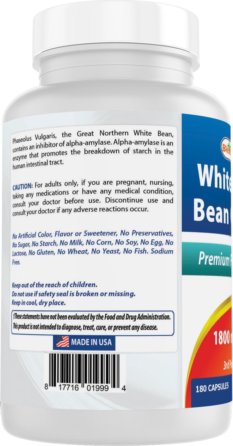 Best Naturals White Kidney Bean Complex 1800 mg Per Serving Capsule, 180 Count