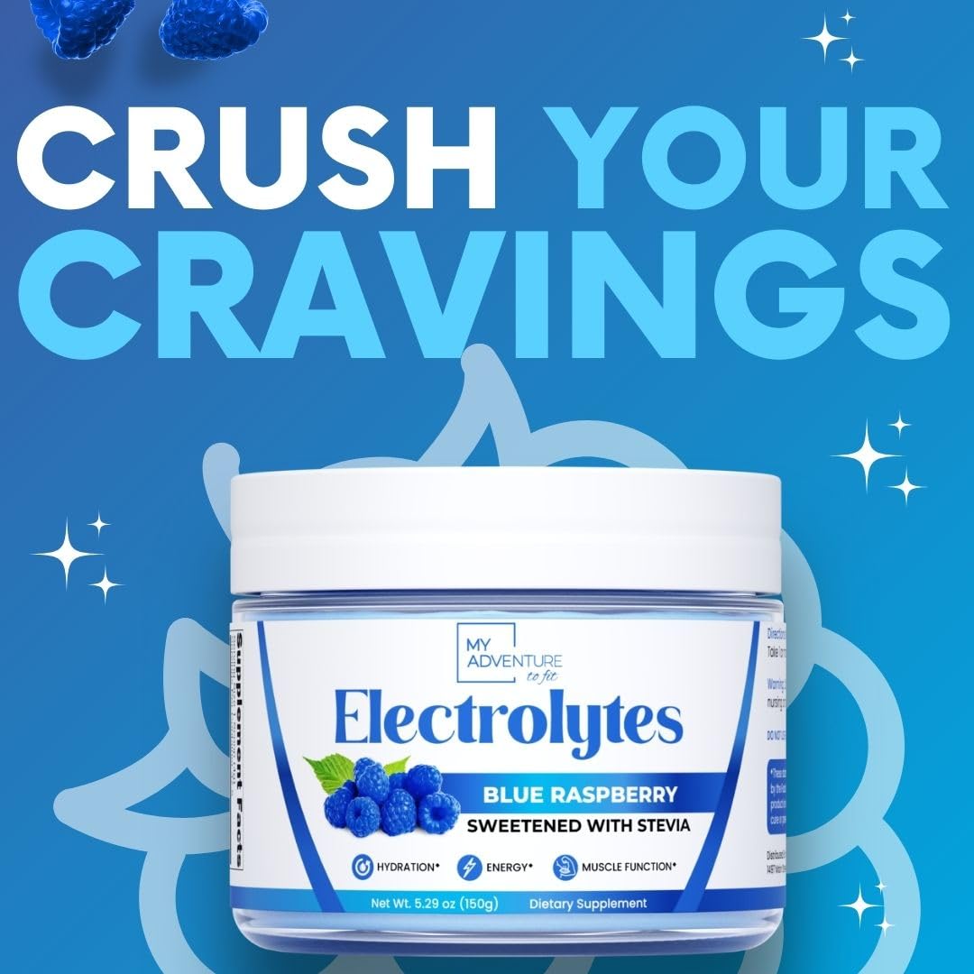My Adventure to Fit Electrolytes - Blue Raspberry + Watermelon Candy Flavored Powder 10.58