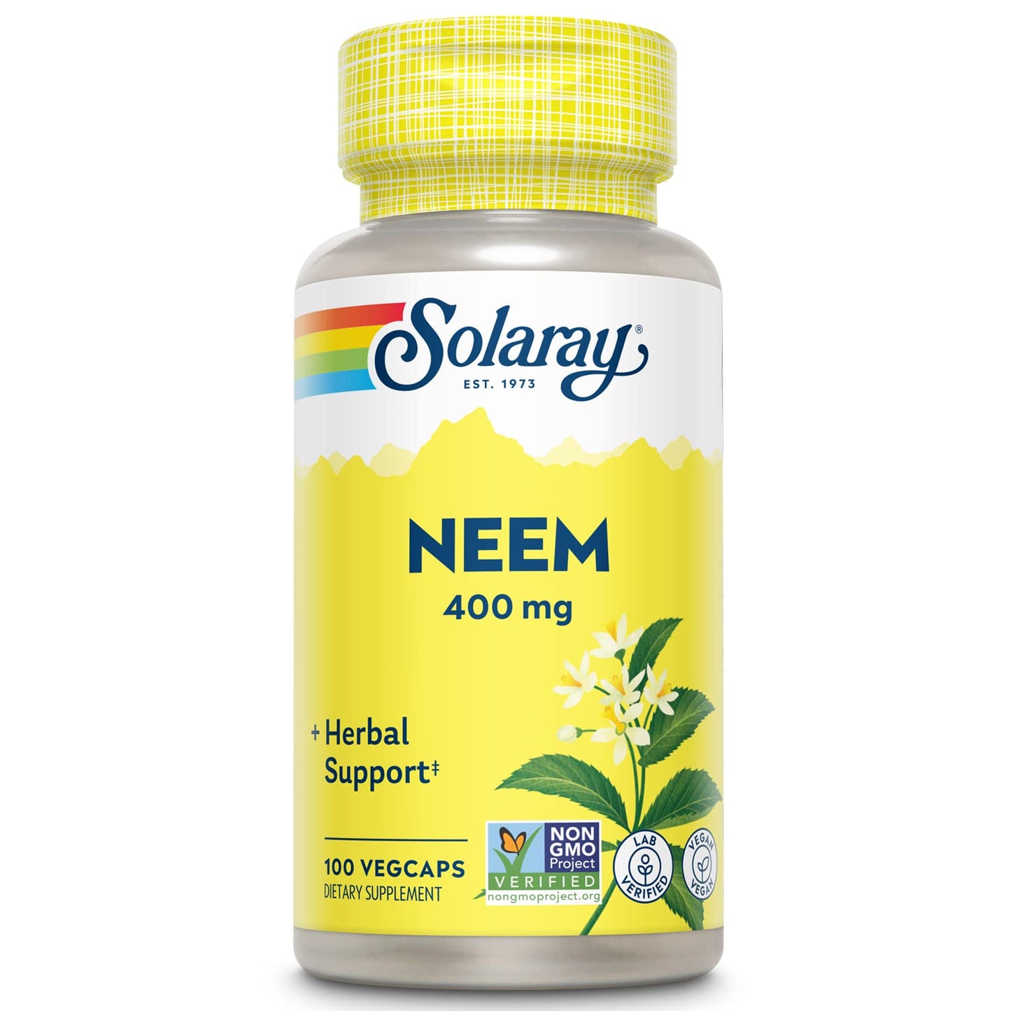 SOLARAY Neem Leaf 400mg Capsule, Healthy Blood, Skin & Immune System Support, Non-GMO, Vegan & Lab Verified, 100 VegCaps