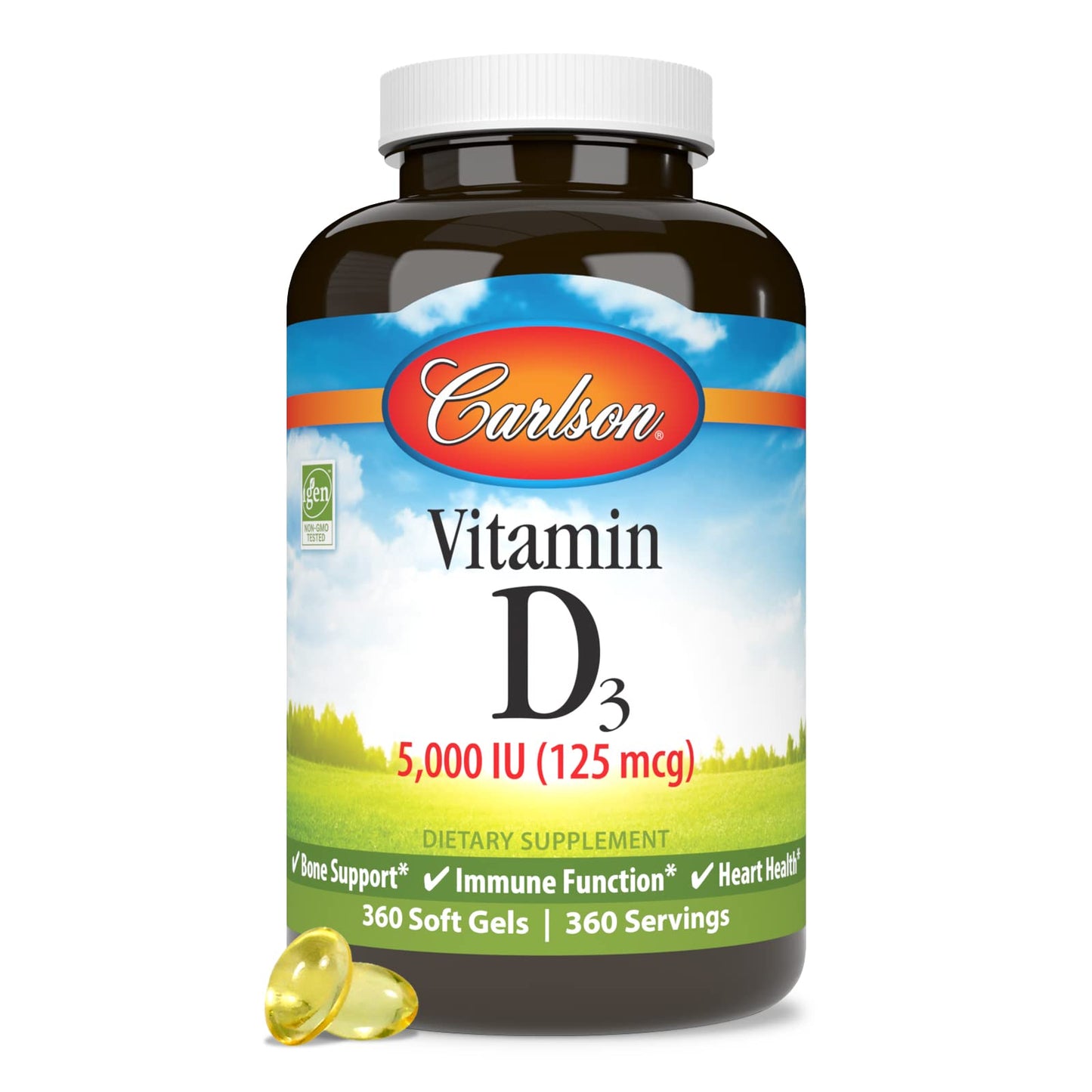 Carlson Vitamin D3 5000 IU Soft Gels, 360 Count