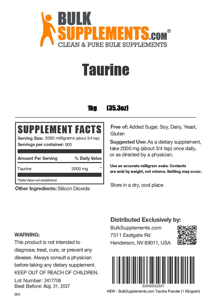BulkSupplements Glycine 1kg + Taurine 500g Bundle Powder 70.4