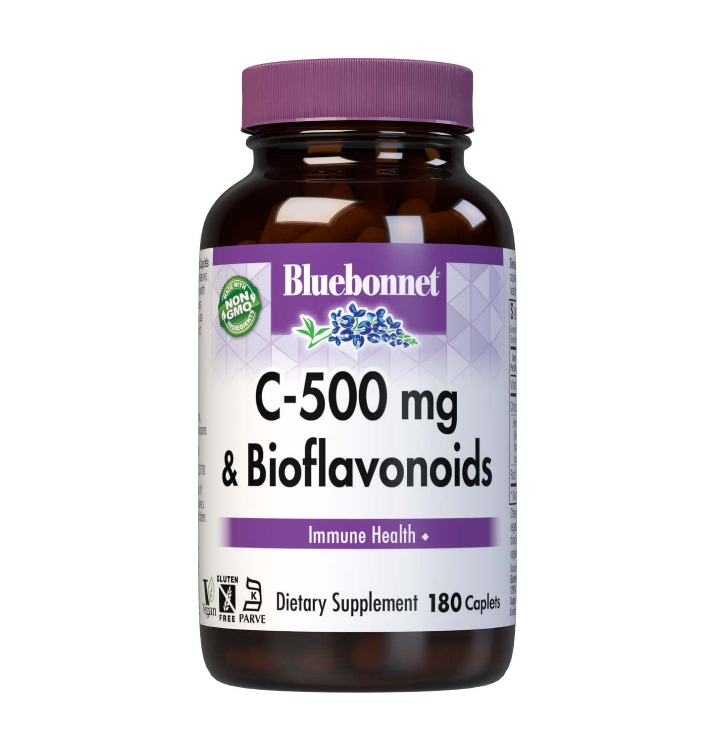 BlueBonnet Vitamin C 500 mg Plus Bioflavonoids Caplets, 180 Count