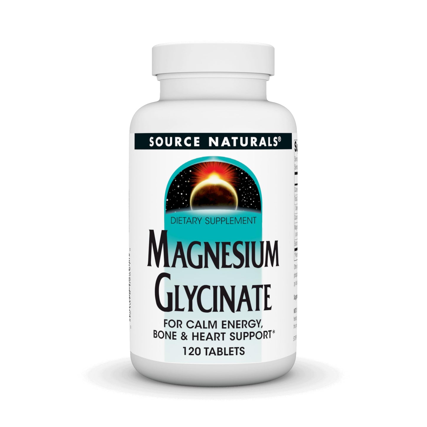 Source Naturals Magnesium Glycinate, Chelated for High Absorption for Calm Energy, Bone & Heart Support*, 200 mg per Serving, 120 Tablets
