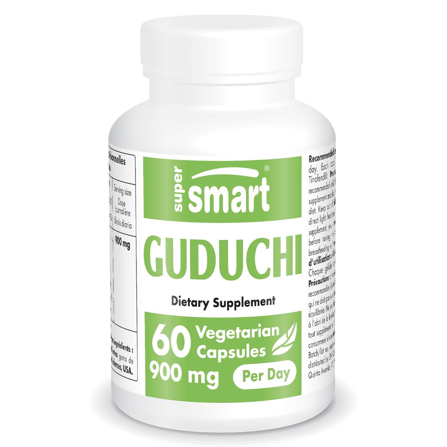 Supersmart Guduchi 900mg per Day (Patented & High Strength) Tinospora Cordifolia Extract Tinofend Guduchi Supplement, 60 Capsules