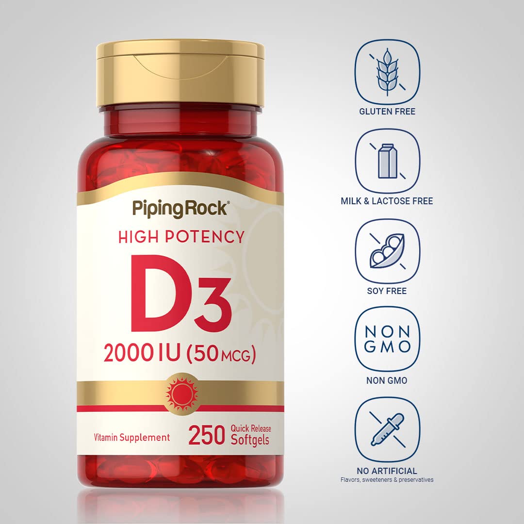 Piping Rock Vitamin D3 2000 IU Softgel 250 Count
