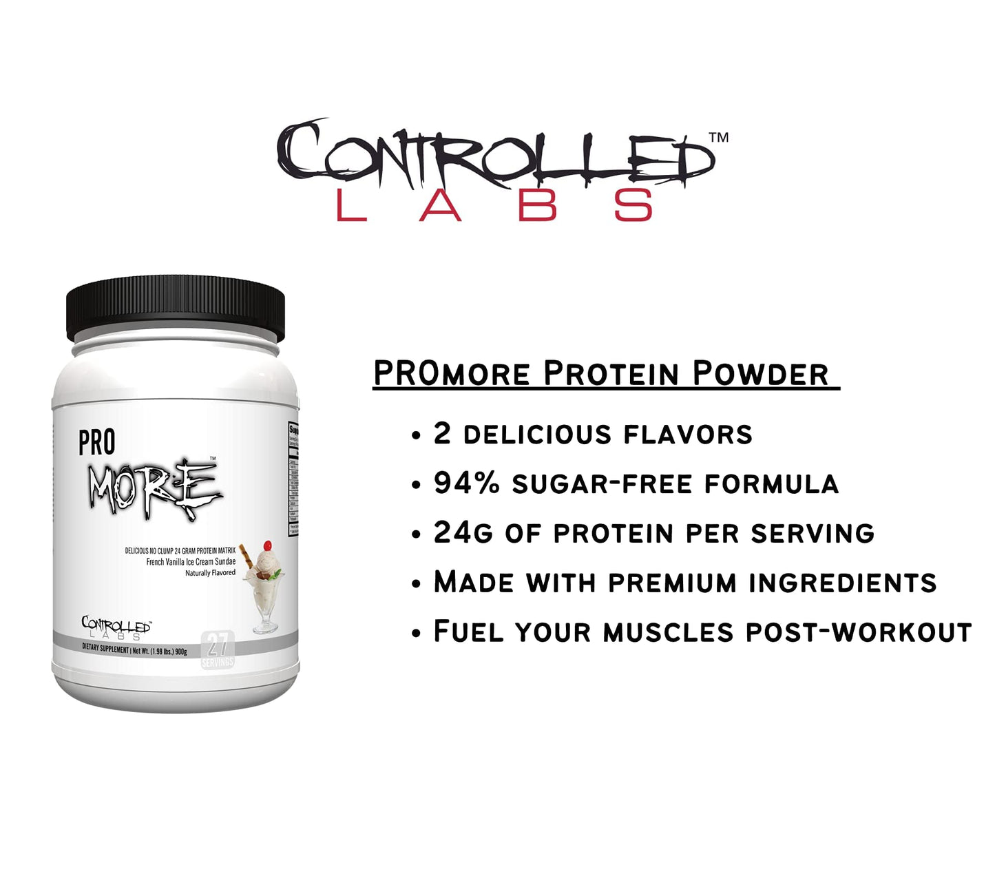 CONTROLLED LABS PROmore Protein Powder, 27 Servings