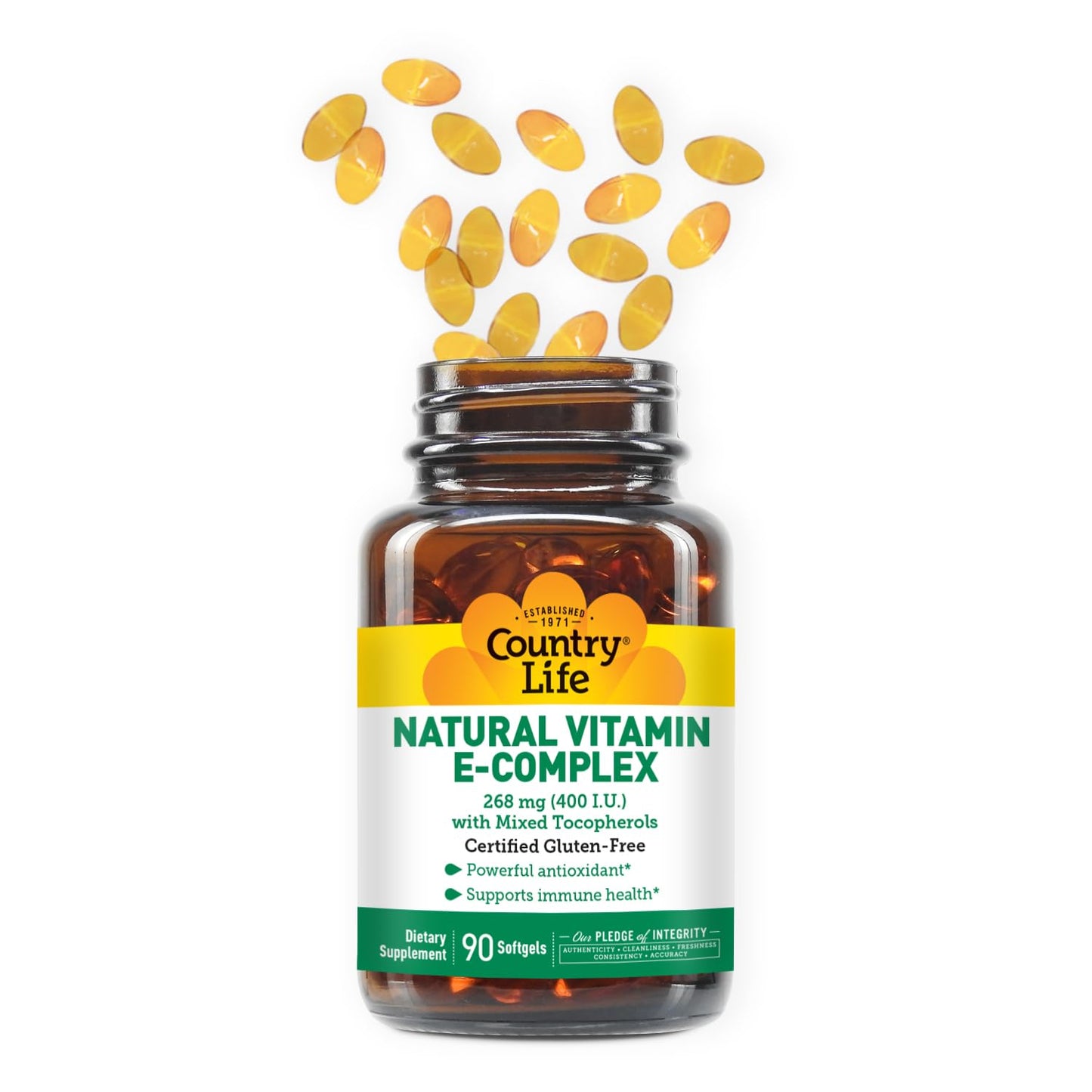 Country Life Vitamin E Complex 400 IU with Mixed Tocopherols Softgels 90