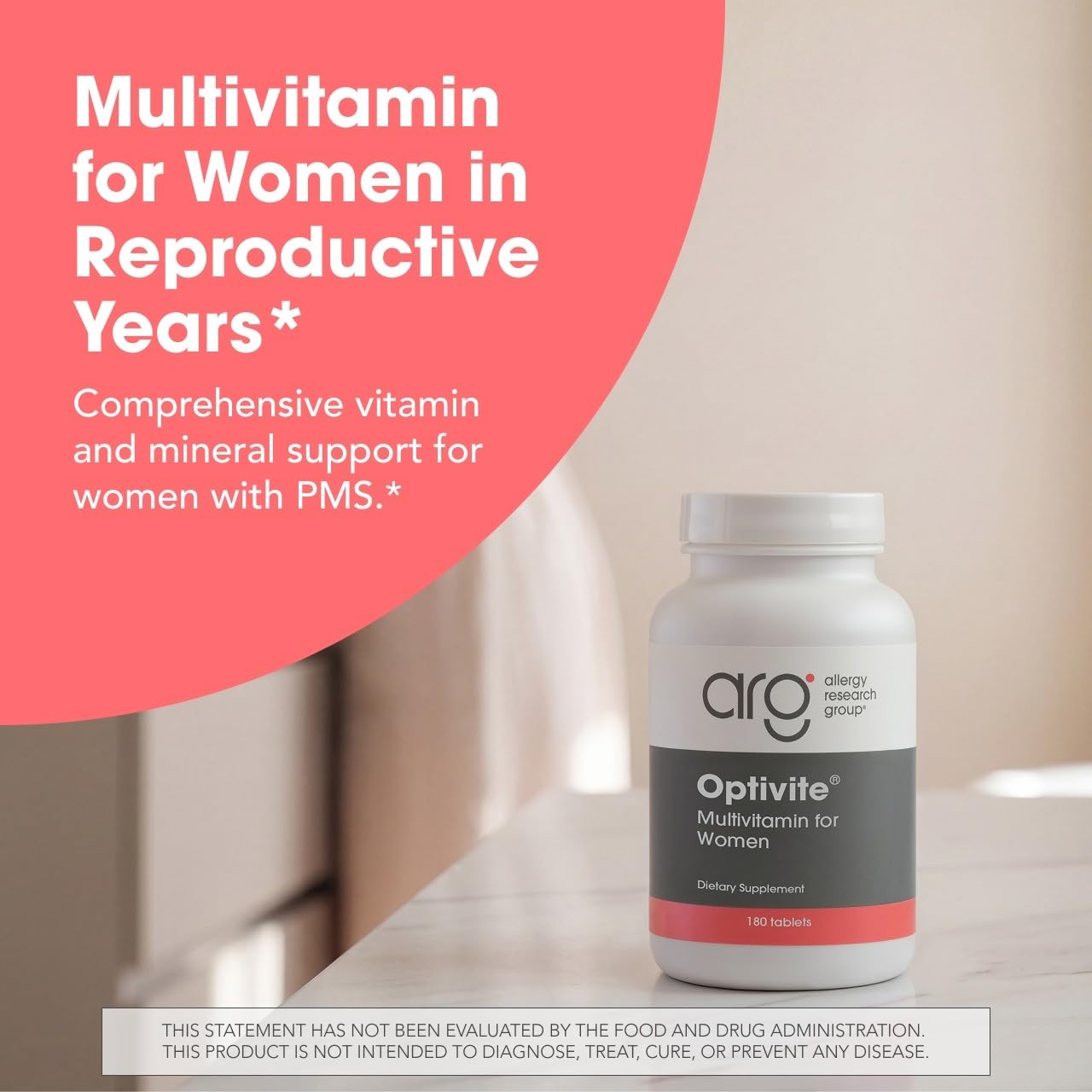 Optimox ARG Optivite Women's Multivitamin Multimineral Hormone Balance & PMS Support Enhanced with Flavonoids, Enzymes & Betaine HCl Tablets 180