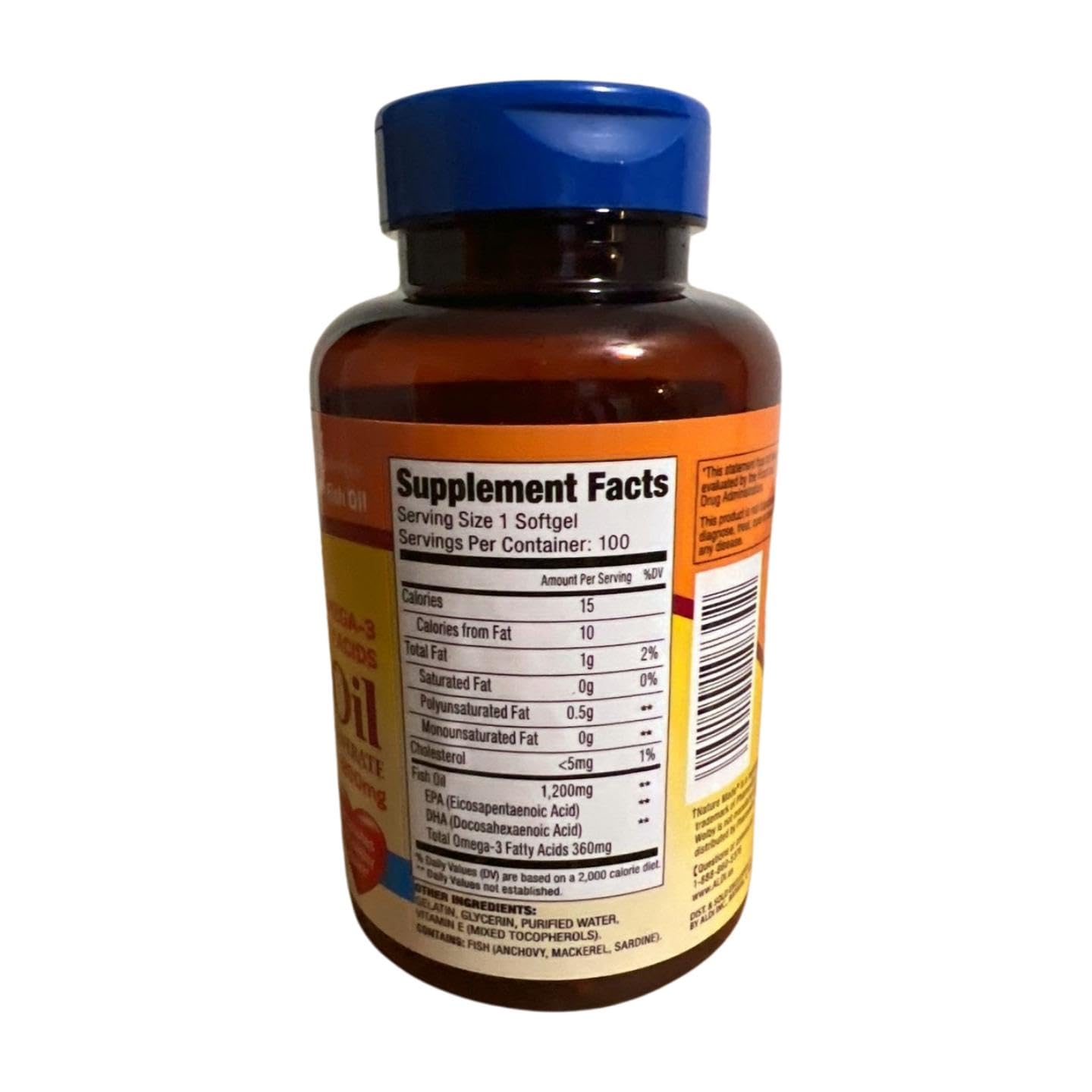 Generic Omega-3 Fatty Acids Fish Oil Concentrate Caplets 100