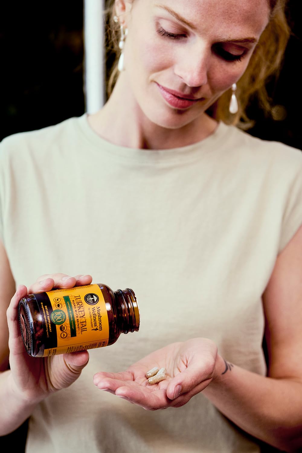Herb Pharm Mushroom Wellness Turkey Tail Blend with Reishi Capsules, Organic Turkey Tail & Reishi Mushroom, Mushroom Powder Supplement, Traditional Immune, Energy & Vitality Support, 90 Capsules