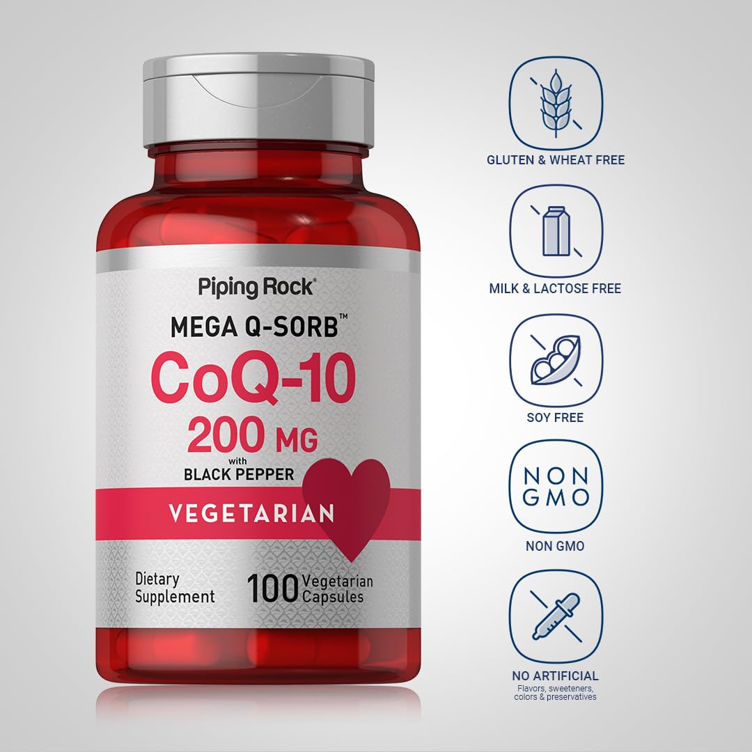 Piping Rock CoQ10 200mg Capsules, 100 Count