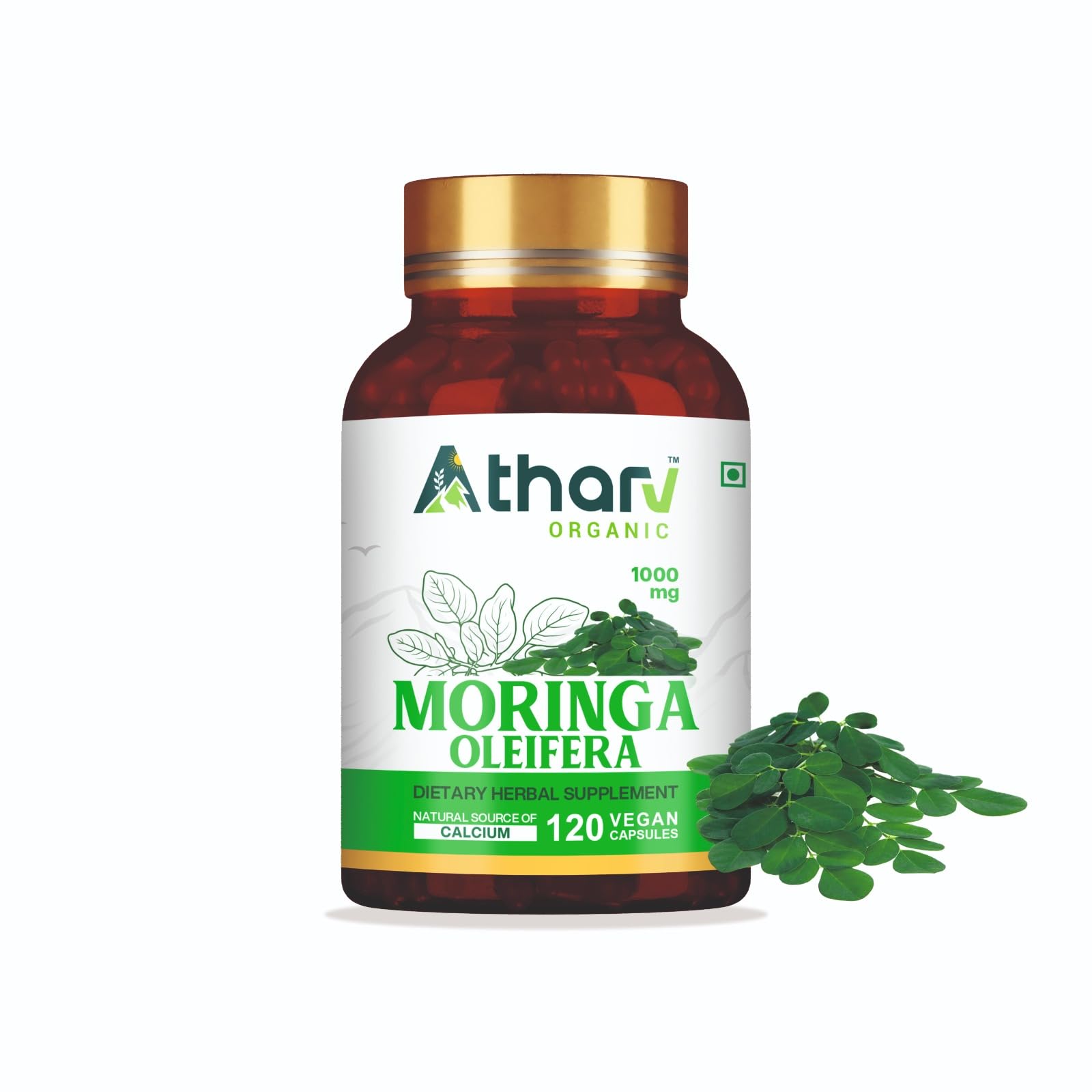 ATHARV ORGANIC Moringa Capsules 1000 mg, 120 Count