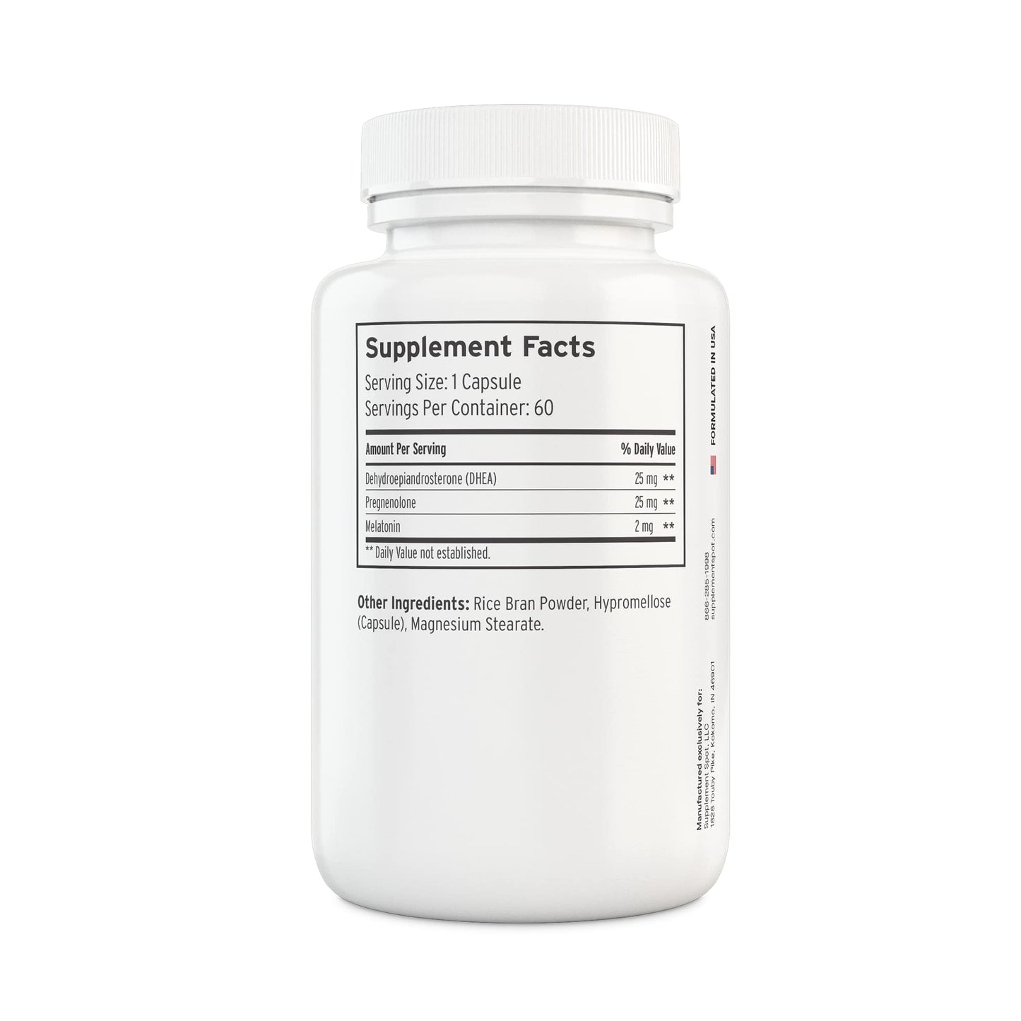 Supplement Spot Natural Mood Balance Supplement with Melatonin, DHEA & Pregnenolone, 60 Capsules