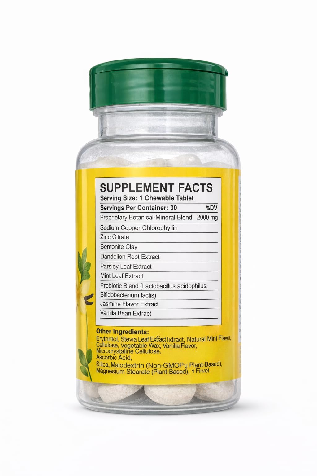 VALTORA ZapizZ Bentonite Clay + Chlorophyll Chewable Tablets – Internal Freshness Support – Daily Body Balance Supplement, 30 Tablets